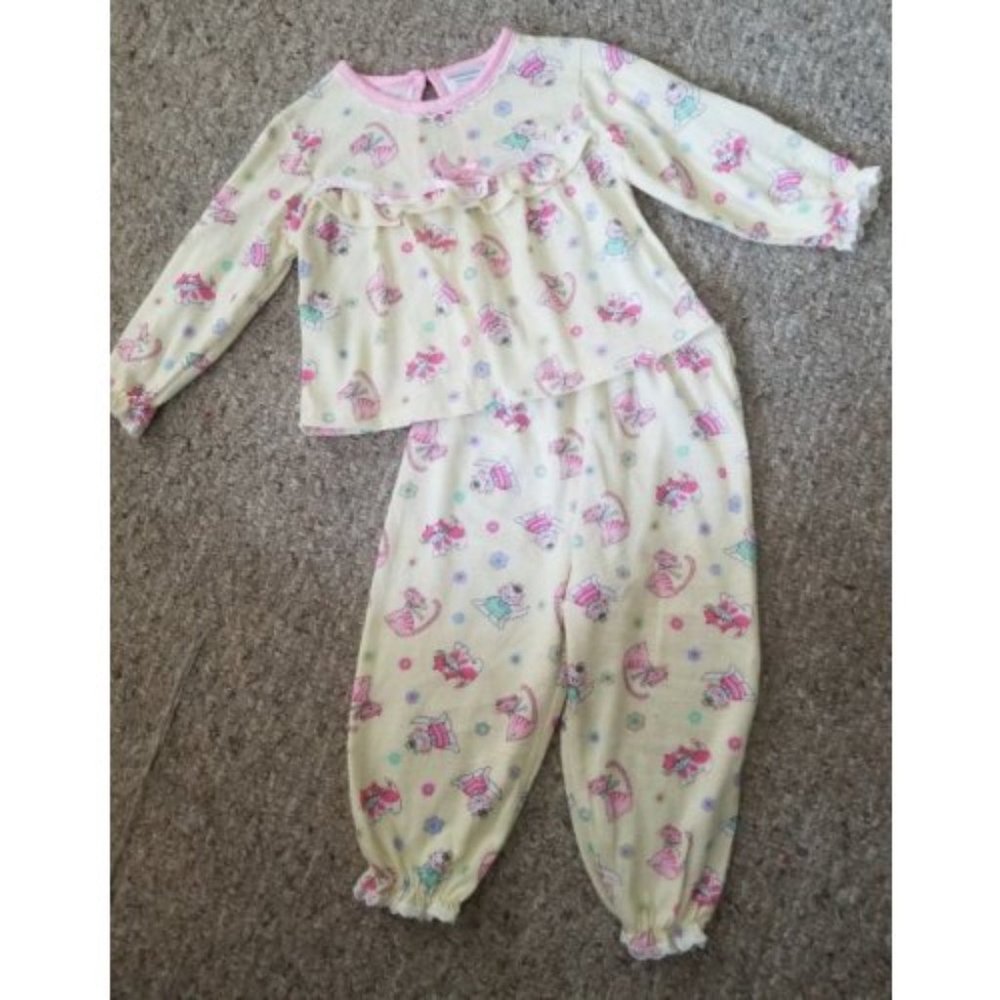KID CONNECTION Yellow Kitty Print Long Sleeved Pajamas Girls 18 months